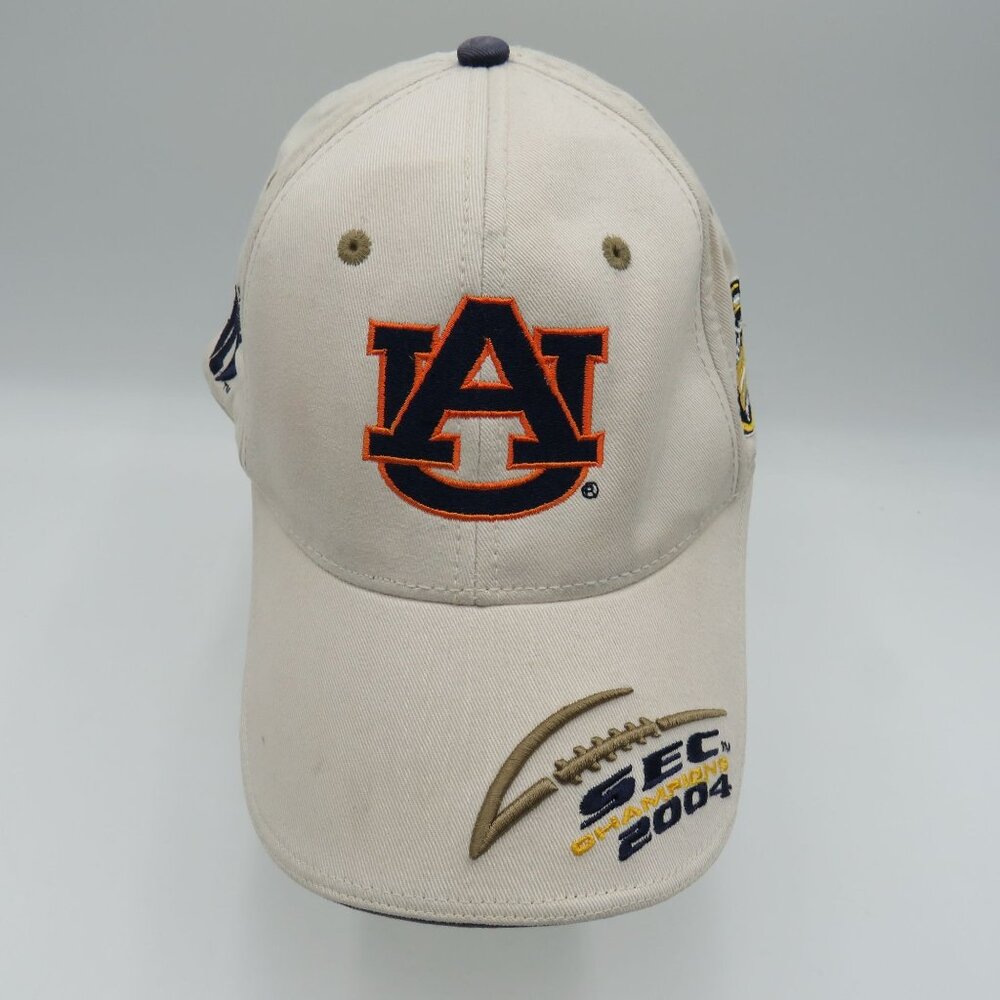 Auburn Tigers Hat SEC Football Champions 2004 Beige‎ Cap Embroidered Logos